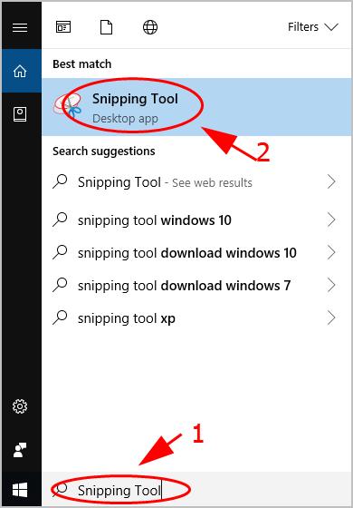 Search Snipping Tool