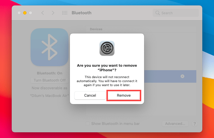 Disconnect iPhone Bluetooth from mac